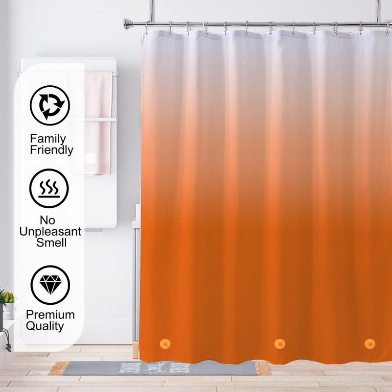 TIKABC Shower Curtain Liner, 4G PEVA Shower Liner, Plastic Waterproof Shower Curtains, with Grommet Holes and 3 Magnetic Weights(Gradient Orange) - Image 5
